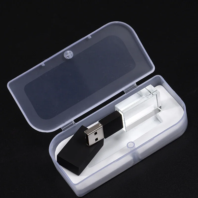 محرك فلاش USB كريستال جميل 128 جيجابايت شعار مخصص مجاني ذاكرة عصا 64 جيجابايت شعار مخصص مجاني محرك القلم 32 جيجابايت مع صندوق U القرص 16 جيجابايت