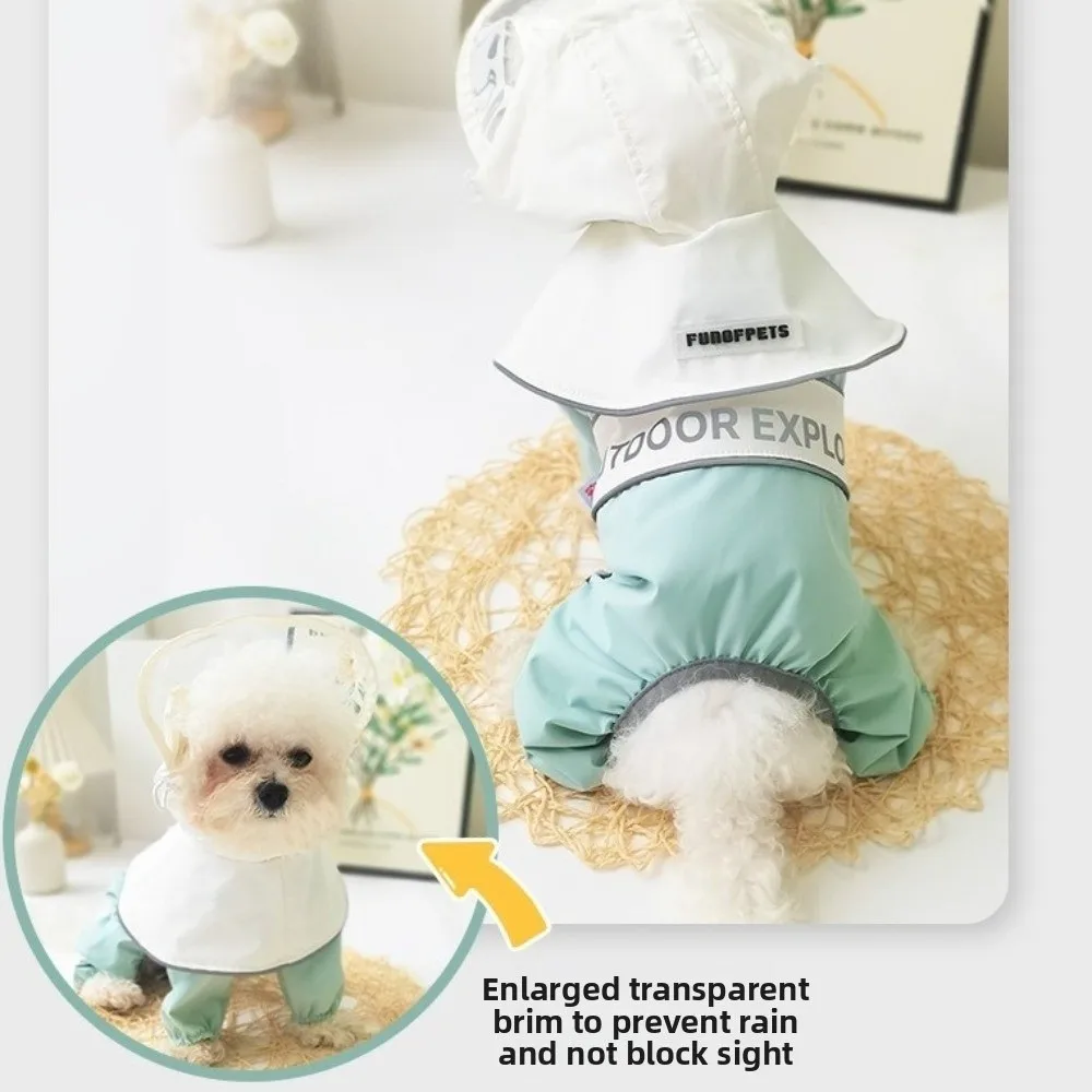 Manteau imperméable coupe-vent pour chiens, bretelles réglables avec anneau en D, couverture complète, antisalissure, manteau imperméable pour animaux de compagnie, temps de pluie