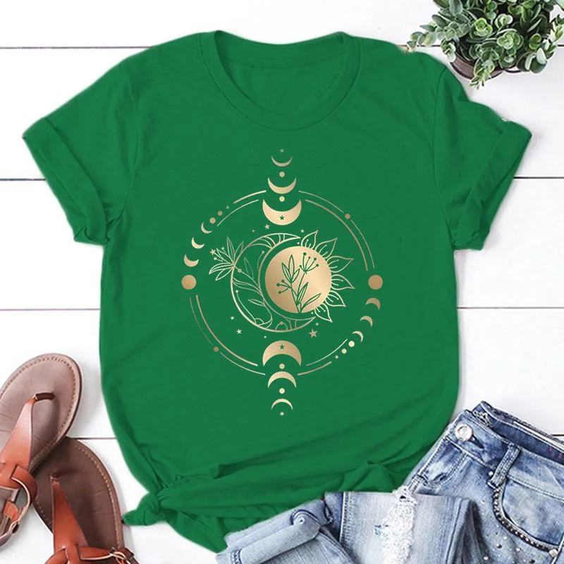 تي شيرت بأكمام قصيرة للرجال مع طباعة الشمس والقمر ، كاجوال ، صيفي ، هراكاز