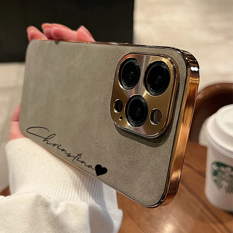 Personalisierte DIY-Hülle mit individuellem Namen für iPhone 18 16 15 14 13 12 Pro Max, luxuriöse Lederhülle mit Lammfell und Metall-Objektivabdeckung, 11 Pro – Detail 6