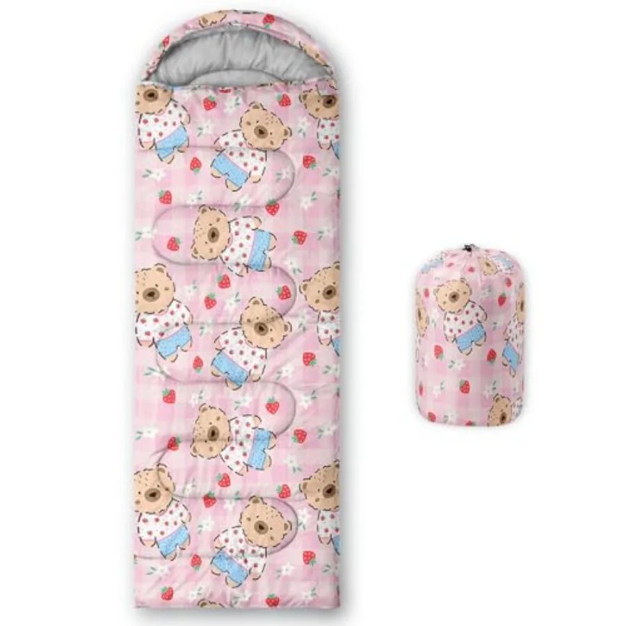 

Cute Sleeping Bag for Girls Kawaii Milk Tea Waterproof Portable Camping Bag 3 Season Warm Cool Weather Lightweight Compact Camp