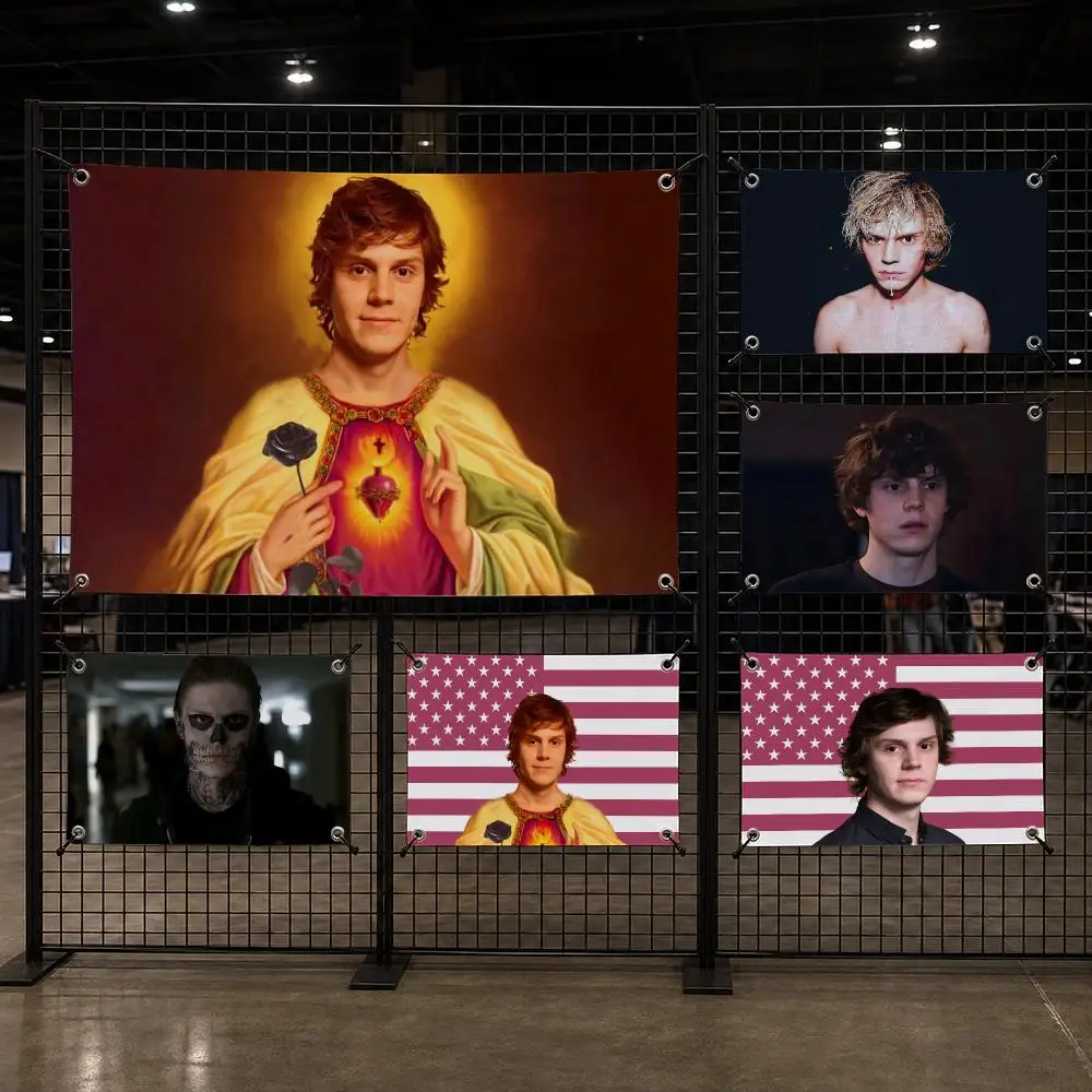 Handsome E-Evan Peters Flags Interior Wall Hanging Background Art Banner Bedroom Home Living Room Outdoor Party Decor