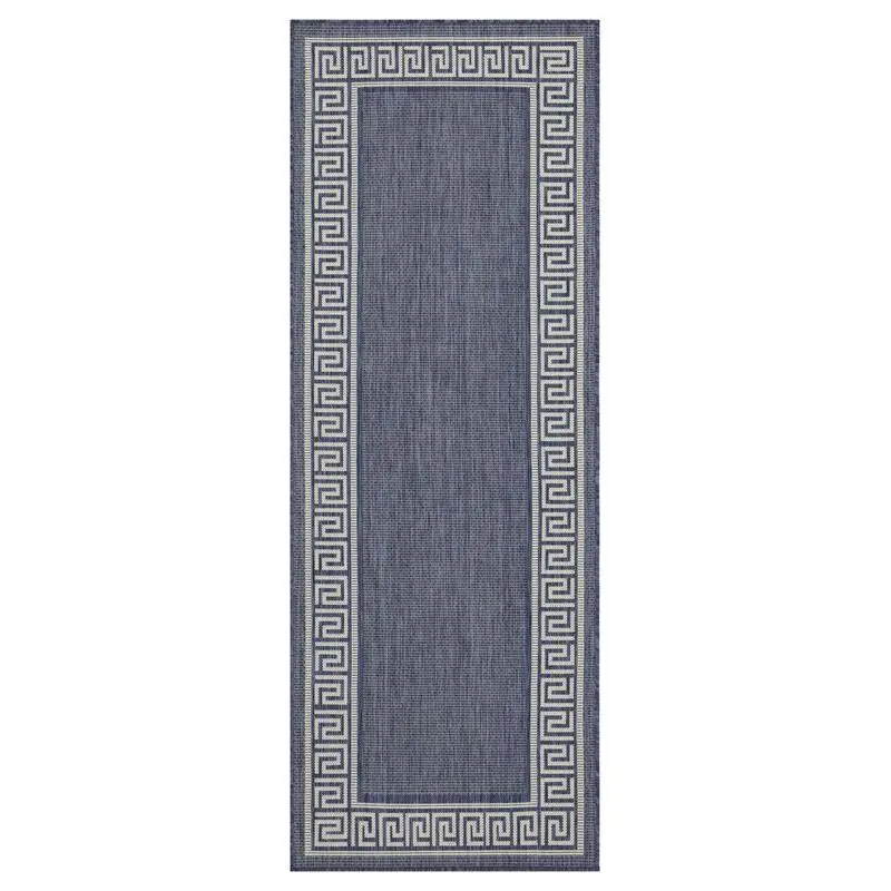 سجادة أزرق 2 قدم 7 بوصة × 7 أقدام 3 في منطقة داخلية وخارجية