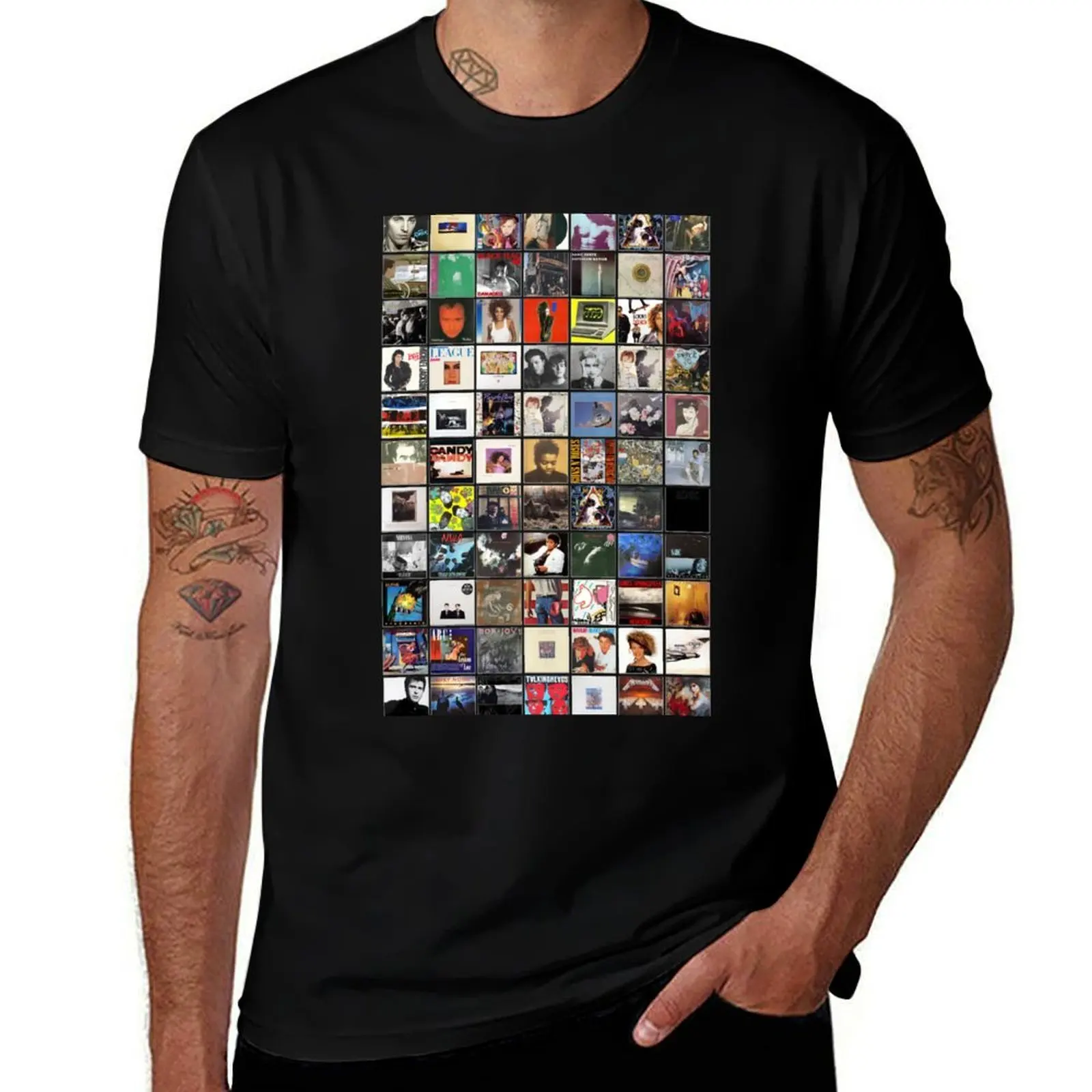 

80s Vinyl Covers - 1980s Music - Vintage Album Cover Art T-Shirt man t shirt cotton high quality T-Shirt