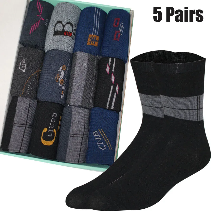 5 Paar neue lässige Herrensocken, Mittelrohr-Business-Socken, atmungsaktive Arbeitssocken aus Baumwolle, geeignet für alle Jahreszeiten, Socken, Größe 38–44