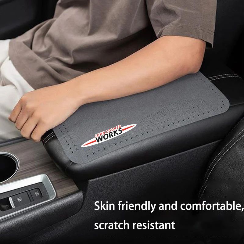 Suede Car Central Armrest Pad Anti Slip Cushion For Mini Works CooperS JCW One F55 F56 R55 R56 R59 R60 F60 F61 Car Accessories