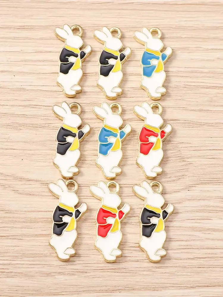 Tusember 20 Stück Niedliche Cartoon-Themen Emaille Anime Mr. Rabbit Anhänger für DIY Ohrringe, Armbänder, Halsketten, Schmuckherstellung, Bastelzubehör – Detail 2