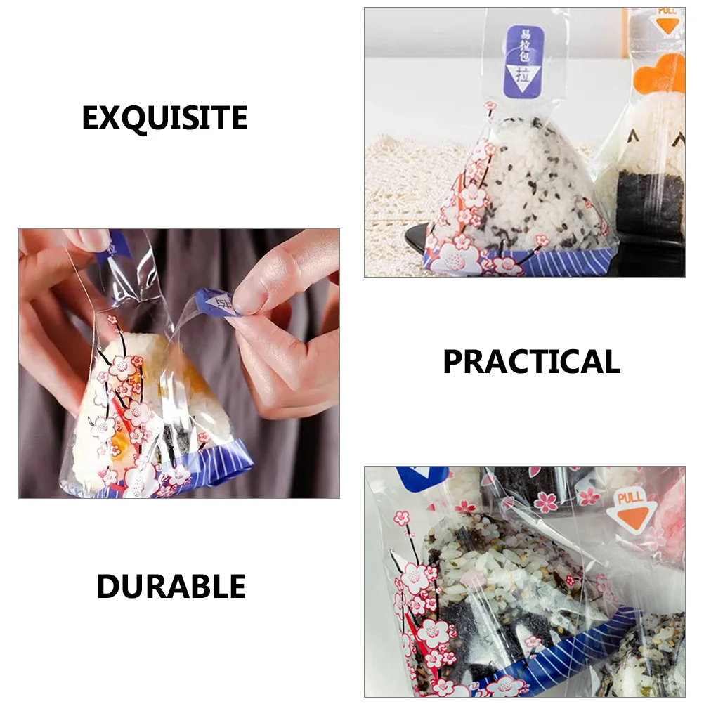 

100pcs Rice Ball Packaging Bags Wrappers Triangle Onigiri Sushi Mold Disposable Japanese Food Storage Containers