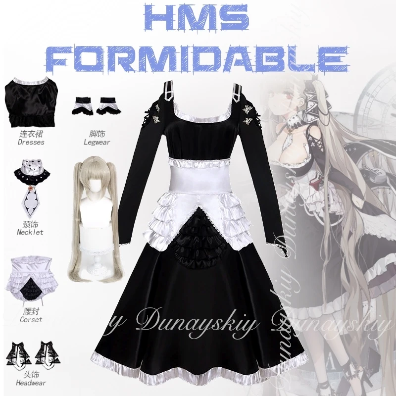 

Azur Lane Game HMS Formidable Косплей 5-звездочный бронированный авианосчик страны E Косплей Костюм с черным платьем Полный комплект