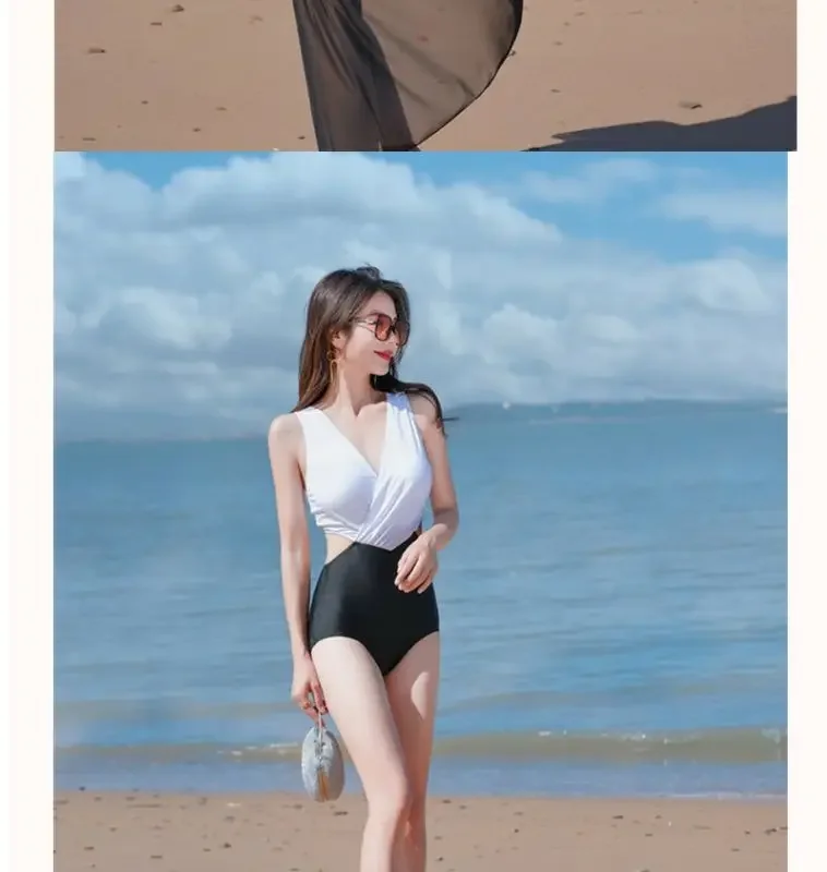 New Pure and Sexy Swimsuit for Women One-piece Bikini Bikini Conservative Belly-covering High-end Hot Spring Swimsuit