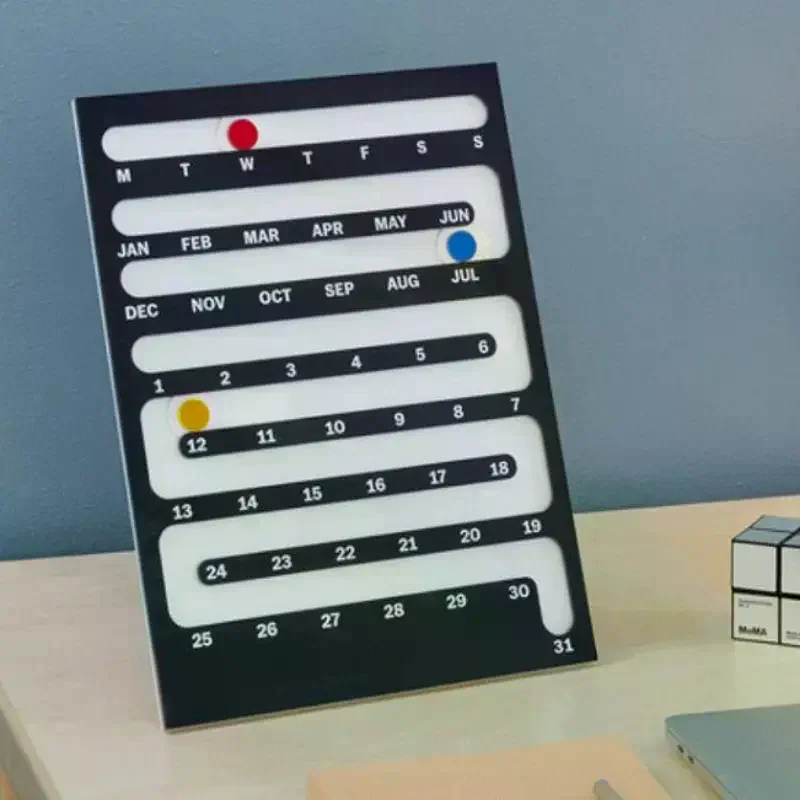 2027 Calendar Minimalist Desktop Perpetual Calendar With Reusable Sliding Markers Perfect For Home Office Desk Room Decoration