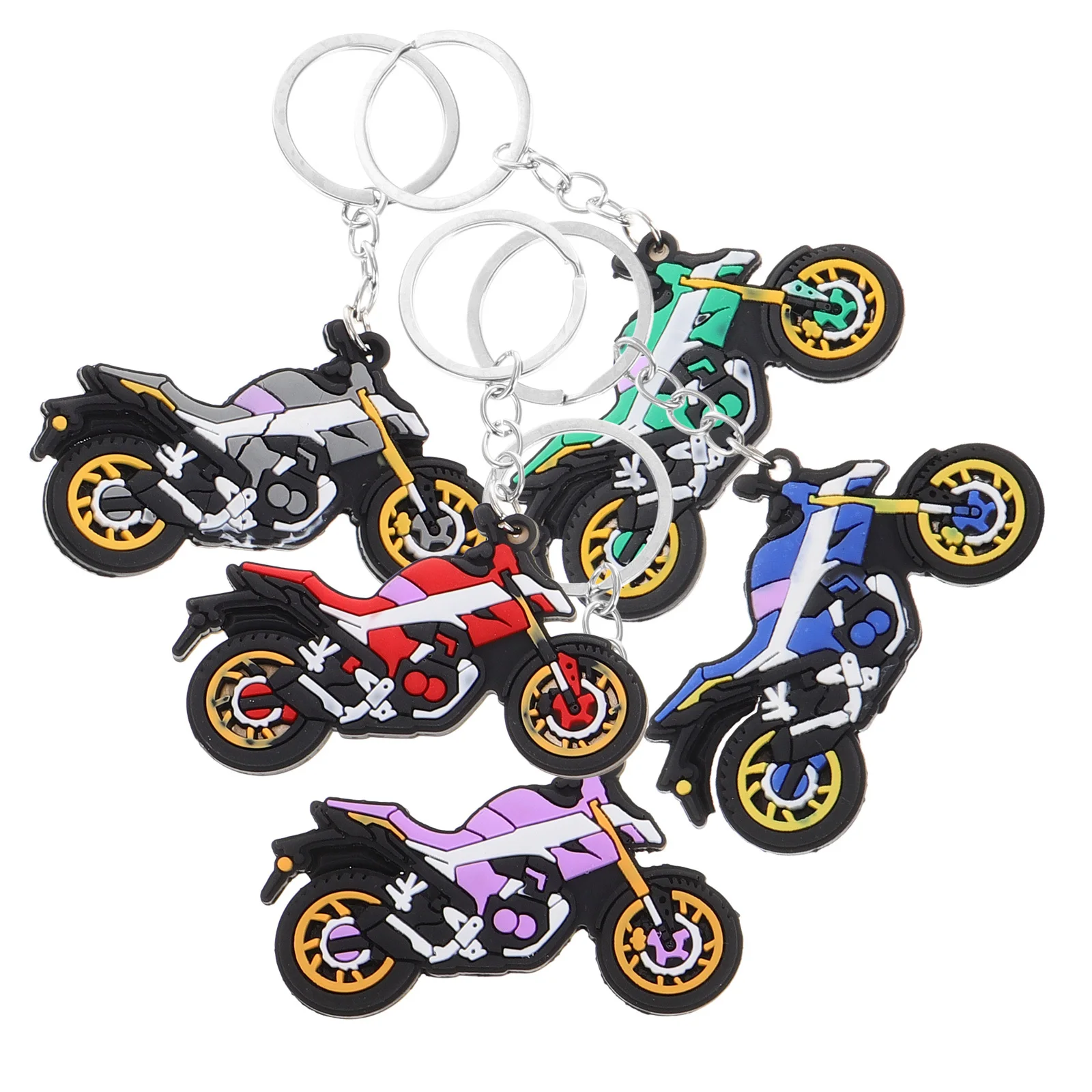 

5pcs Motorcycle Key Chain Realistic 3D Double Sided Pendant For Men Scooters Key Ring Accessories Novelty Gift Bag