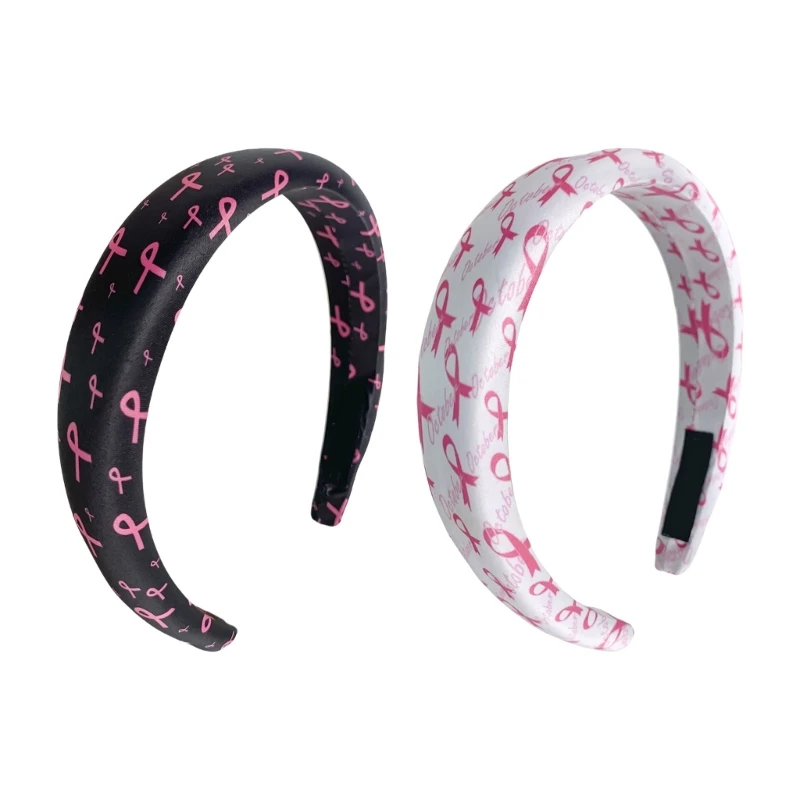 Breast Health Awareness Hair Hoop Gentle Fabric Headband Promoting Breast Health Adjustable Charm for Every Woman