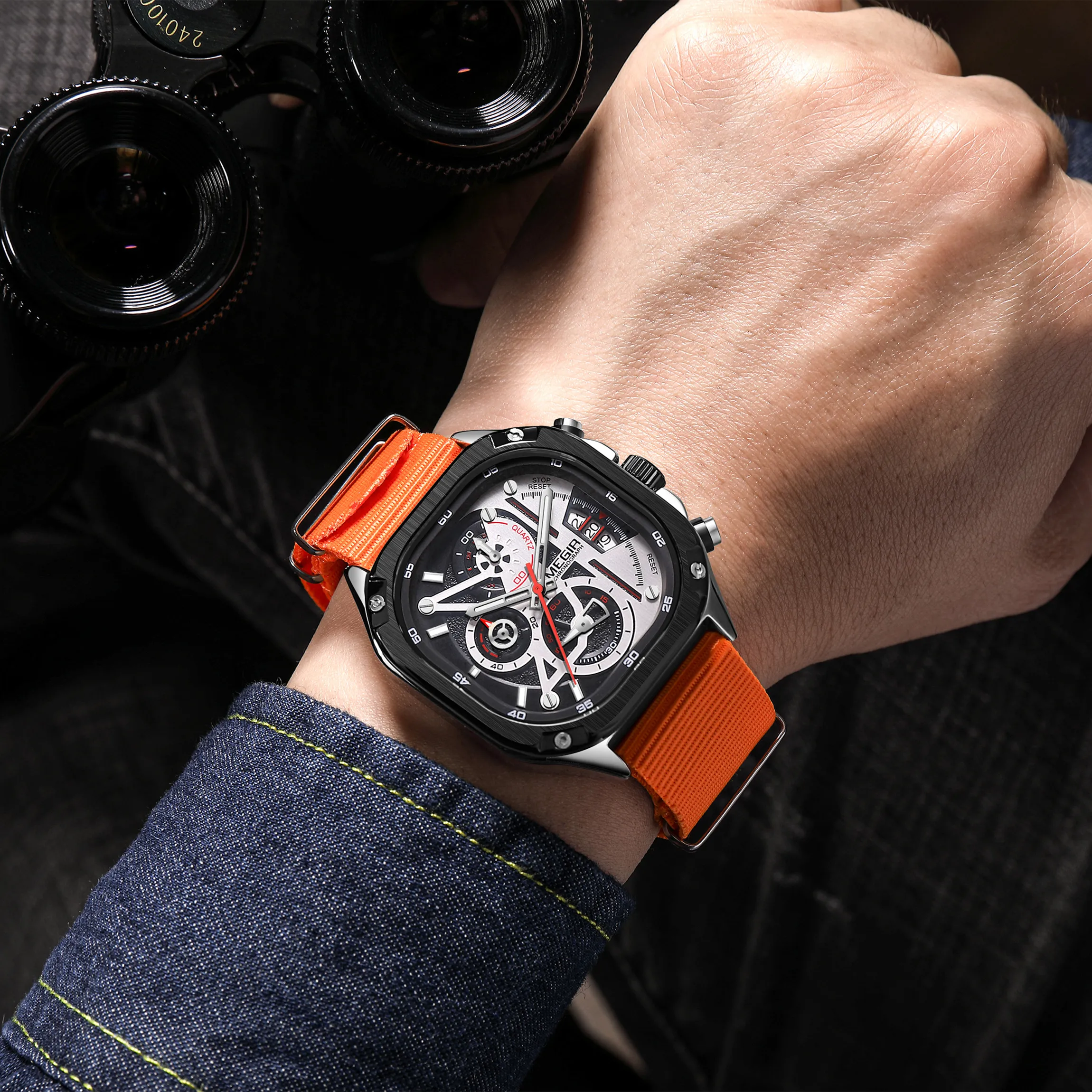 MEGIR 남성용 쿼츠 시계, 세련된 사각형 디자인의  - Smartwatch Digital Watches For Men 리뷰 및 가격