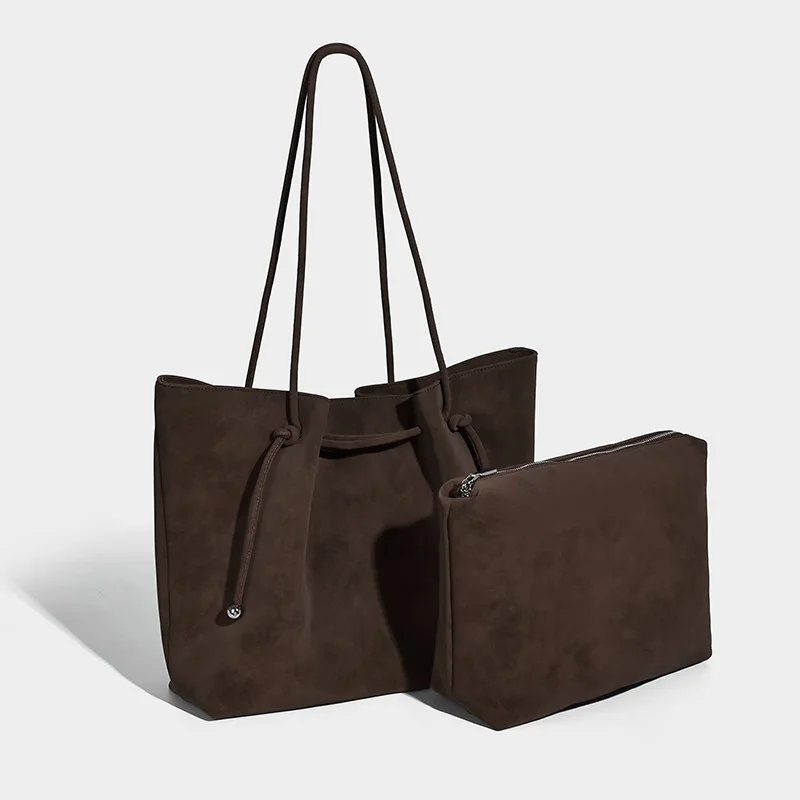 

Retro Faux Suede Women Tote Bag Large Capacity Commuter Shoulder Bags for Women Matte Designer Handbags and Purses Shopper