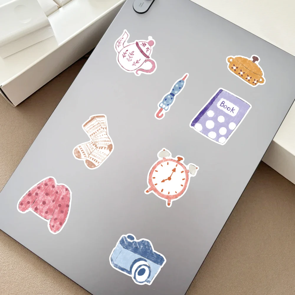 51 قطعة من ملصقات الحياة المرسومة يدويًا، مجموعة شارات يومية ساحرة لمجلة الكمبيوتر المحمول وزجاجة المياه وسجل القصاصات ديكور الكتابة على الجدران