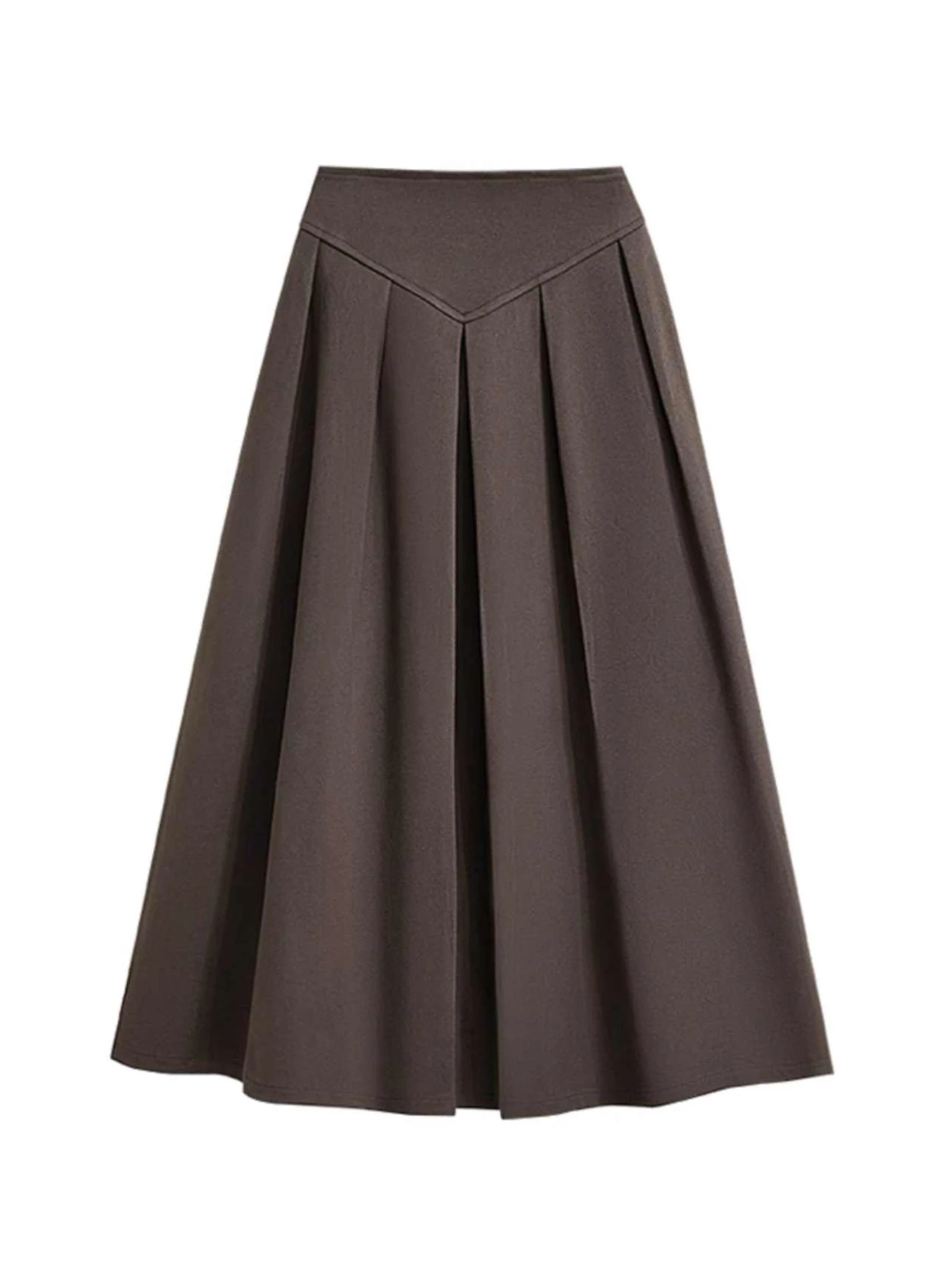 

Women Brown Mid Long Skirt Vintage Emo Pleated Wool Skirt Harajuku Y2k Oversize A-line Black Skirts 2000s Fashion Clothes Autumn