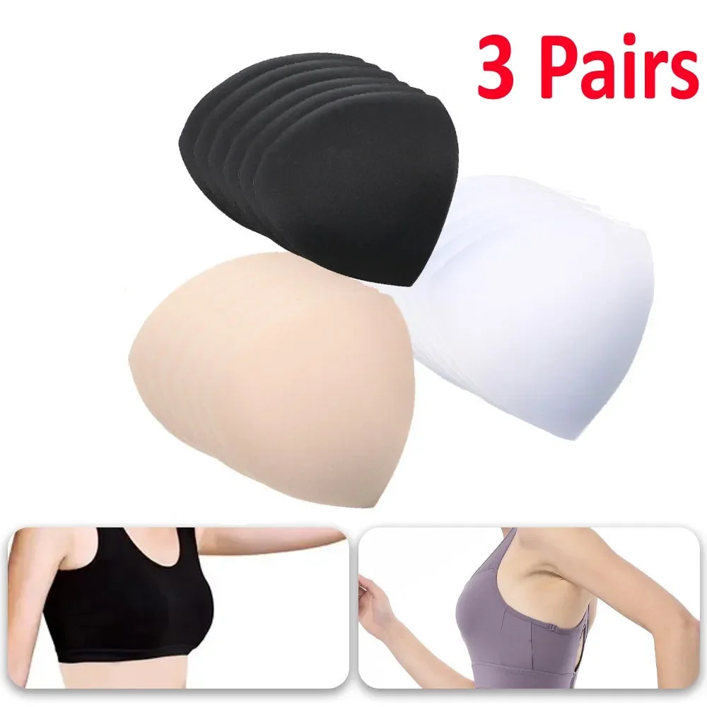 

3 Pairs Bra Pads Soft Sponge Women's Triangle Bra Pad Sports Bra Bikini Pads Yoga Bra Swimsuit Bralettes Nursing Bra Inserts