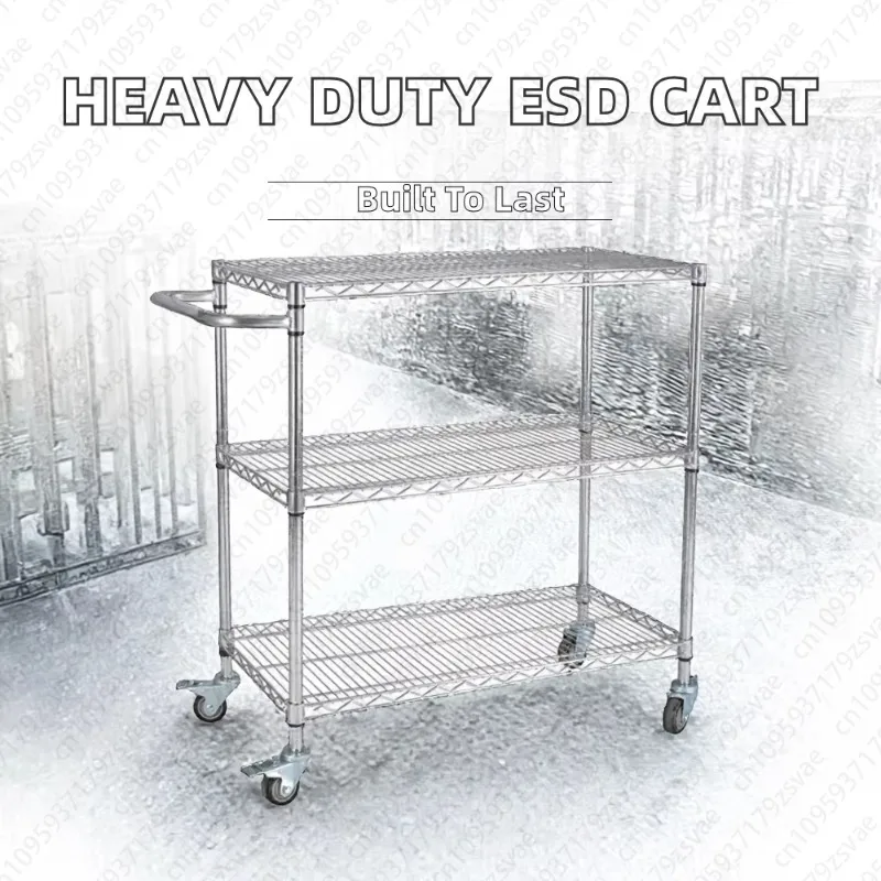 Heavy-duty Stainless Steel Industrial Anti-static Storage Tool Rack Four-wheel Platform 200 Kg
