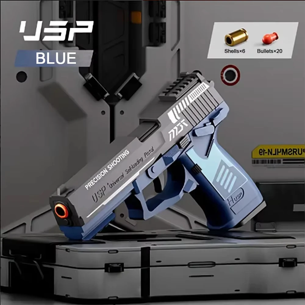 

Игрушечный пистолет Csnoobs USP с непрерывной стрельбой, выбросом гильз, подвесным барабаном, пистолет-редиска, для игр на улице, подарок на день рождения