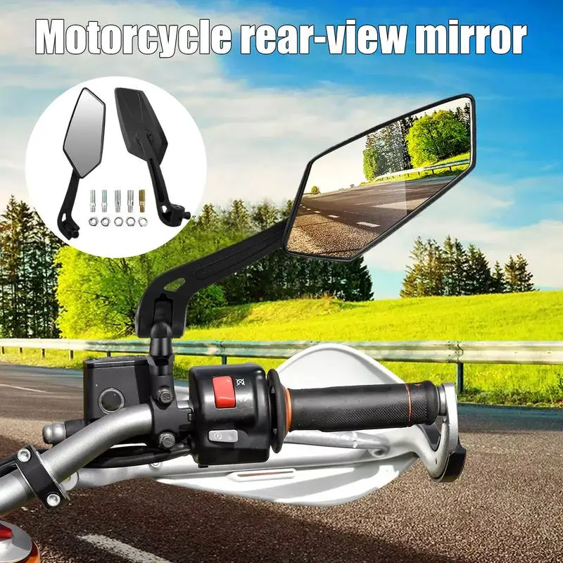 Handle Bar Mirrors For Motorcycle 360 Degree RotatiingMotorcycle Rearview Side Mirrors 2pcs Scooter Handle Mirrors With 5 Screws