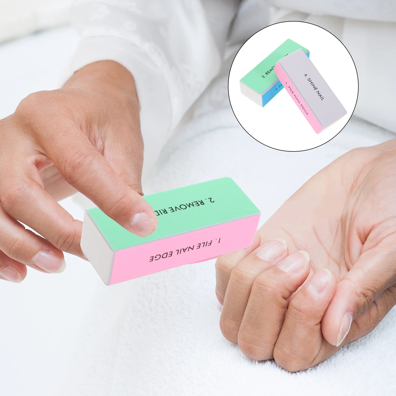 

10Pcs Nail Buffer Sponge Files Washable Buffing Blocks for Natural False Nails Extensions Shine Nail Buffer