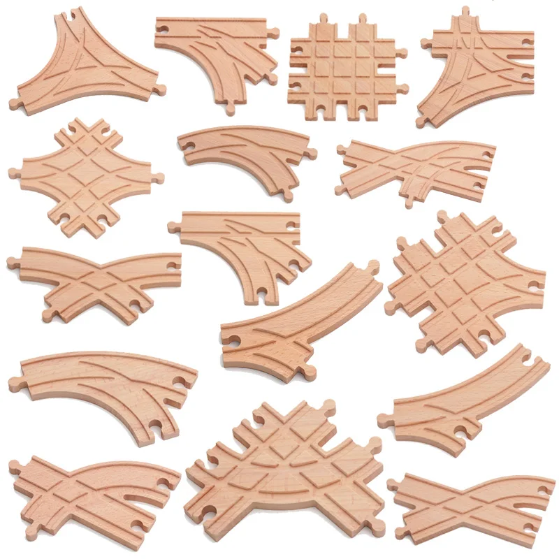New Wooden Track Accessories Various Wood Forked Tracks fit for All Brands Wooden Train Tracks Educational Toys For Kids