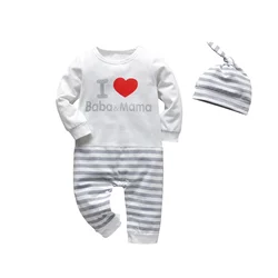 0-18Months Toddler Infant Baby Boy Cotton New Patchwork Long Sleeve Romper Jumpsuit Onesie Come with Hat Newborn Clothes