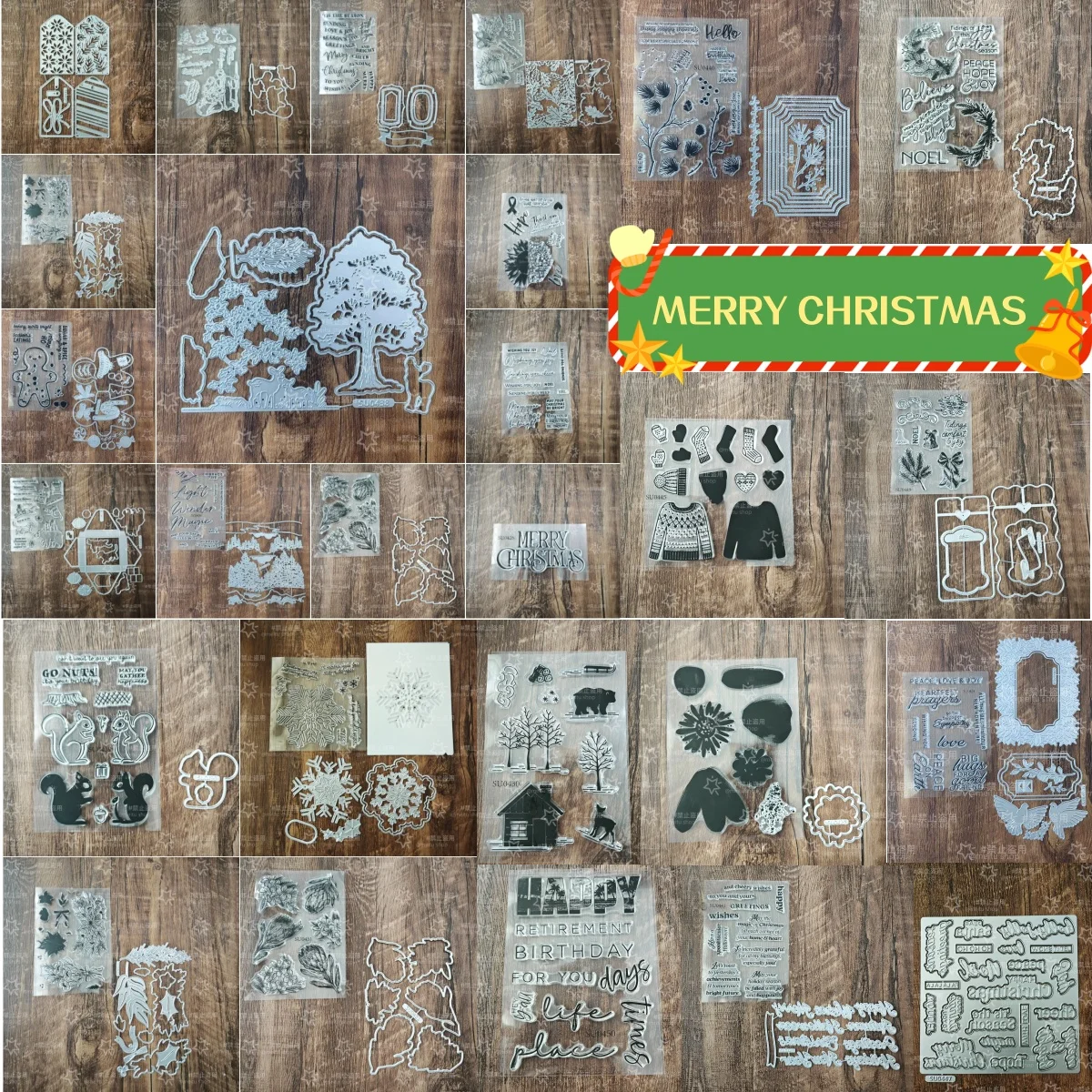 

Christmas Jolly Greenery Tree Amber Autumn Clear Stamps Metal Cutting Dies for DIY Greeting Card Making Paper Decoration