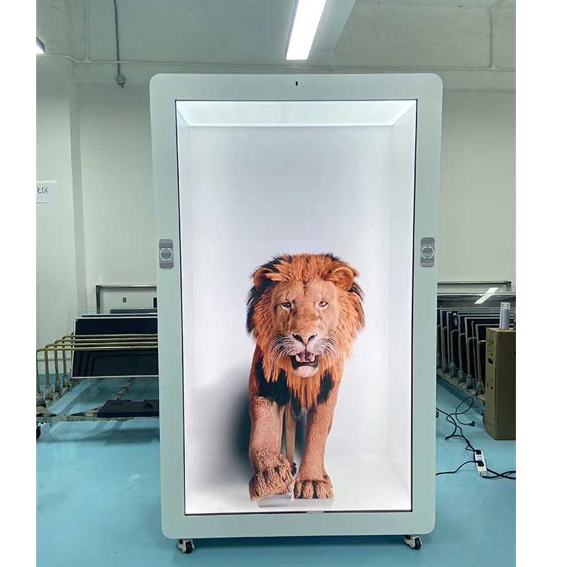 86-Inch Interactive 3D Transparent Showcase Wifi HD LCD Touch Screen Cabinet Human Size Hologram Display Projection IP65 SDK