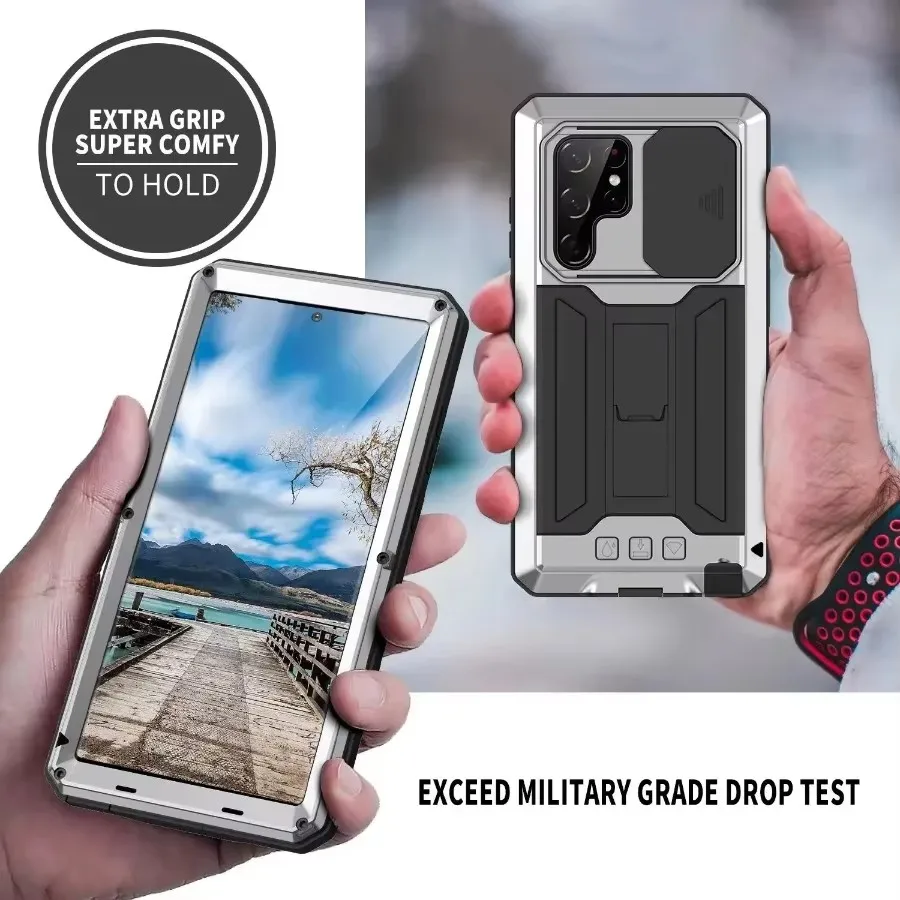

Heavy Duty Metal Phone Case Full Screen Lens Protection For Samsung Galaxy S25 Ultra S24 S23 S22 Plus S21 Ultra Shockproof Cover