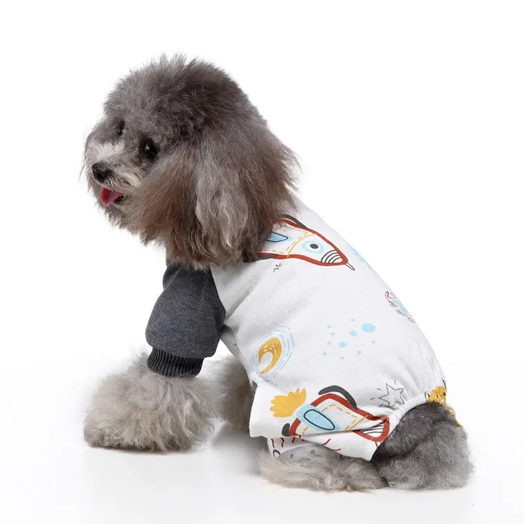 Pet Dog Cat Cartoon JumpSuit Pajamas Pet Puppy Tracksuit Cat Puppy Nightshirt T-Shirt