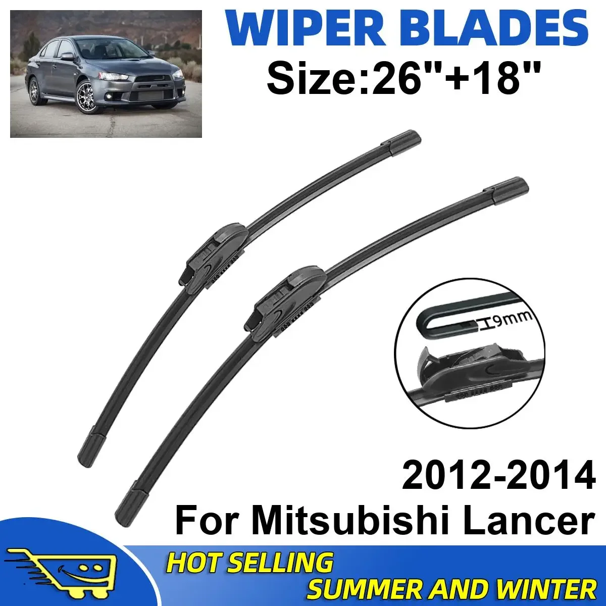 

2PCS Wiper Blades Set Kit For Mitsubishi Lancer 2012-2014 Front Windshield Brushes Windscreen Window Accessories
