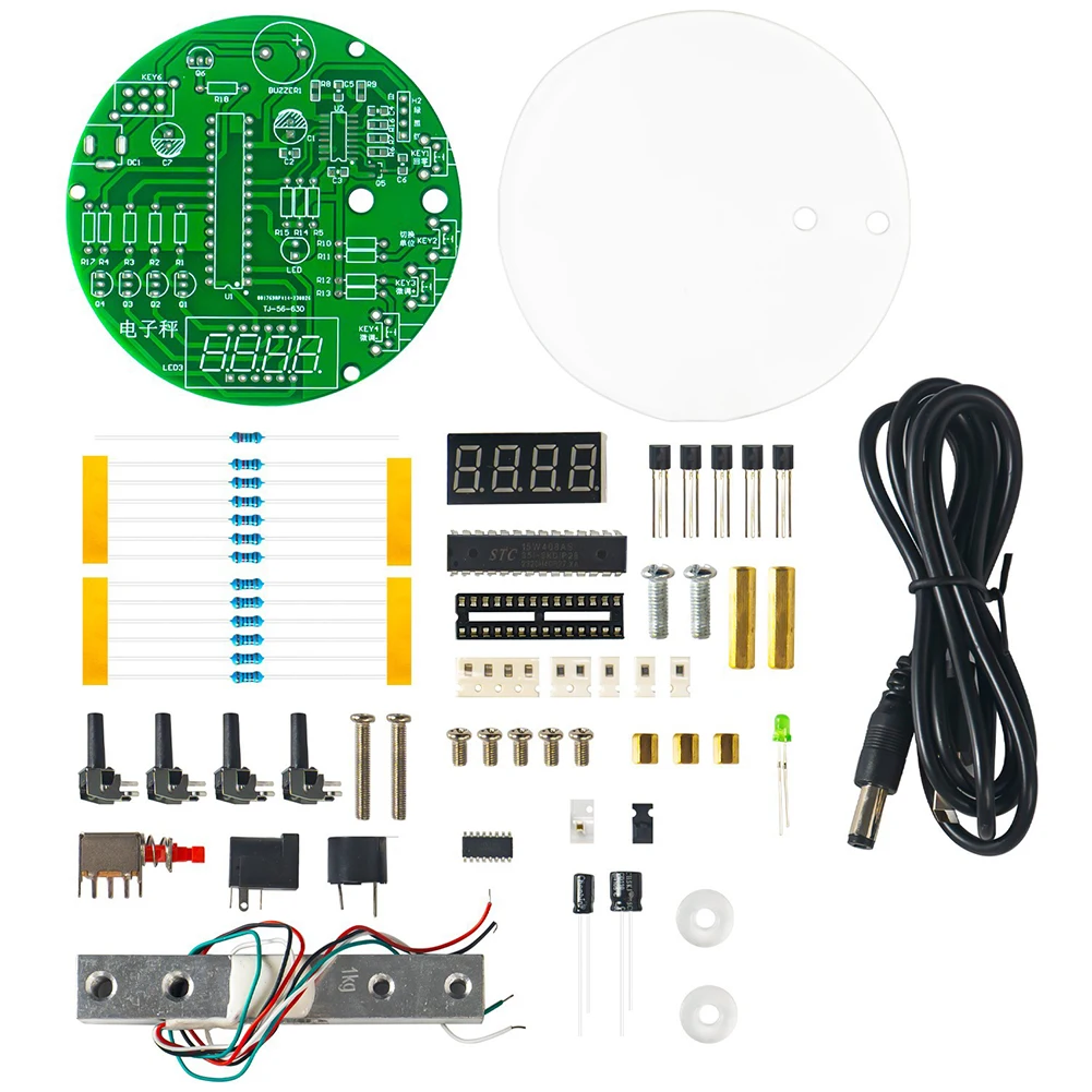 

Electronic Scale DIY Kit 1KG Weighing Capacity 51 Microcontroller Soldering Practice Kit With Digital Tube Display HX711 Chip 5V