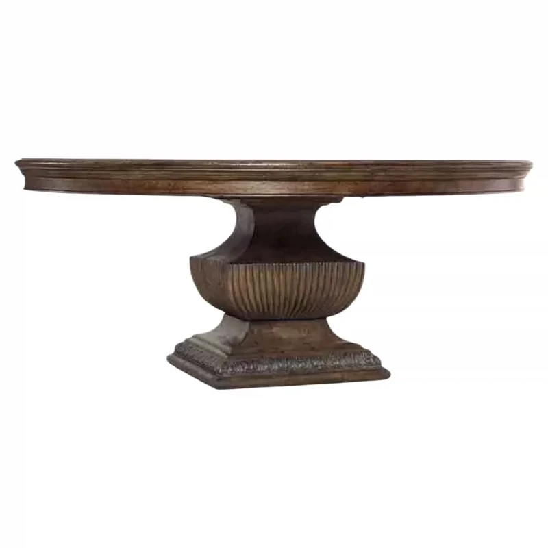 French American solid wood household round small apartment dining table villa luxury solid wood retro dining table