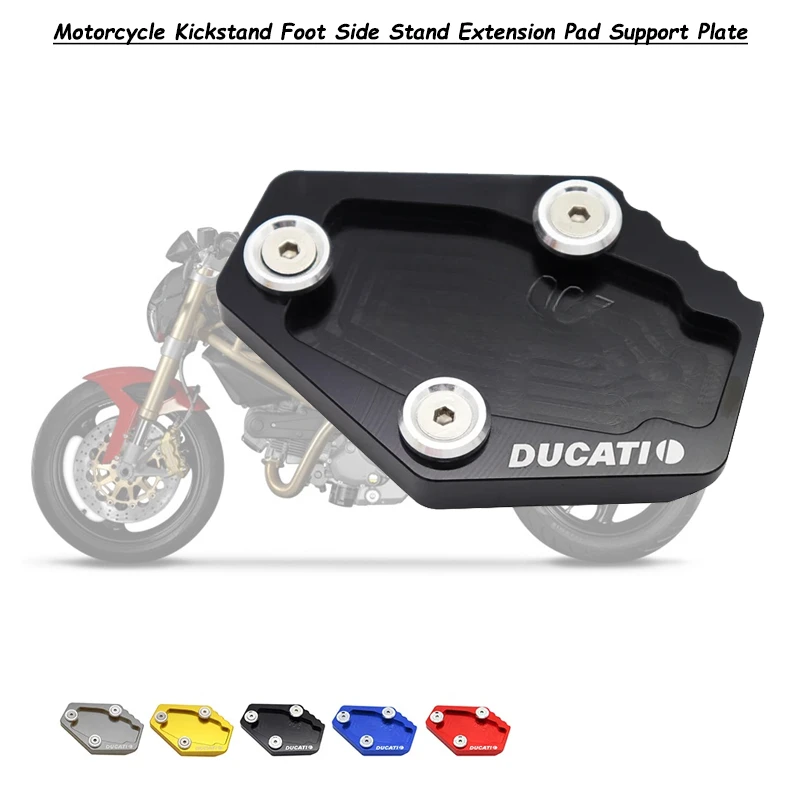 

Motorcycle CNC Kickstand Foot Side Stand Extension Pad Support Plate For DUCATI MONSTER 795 796 821 1200 1200S Multistrada 1200