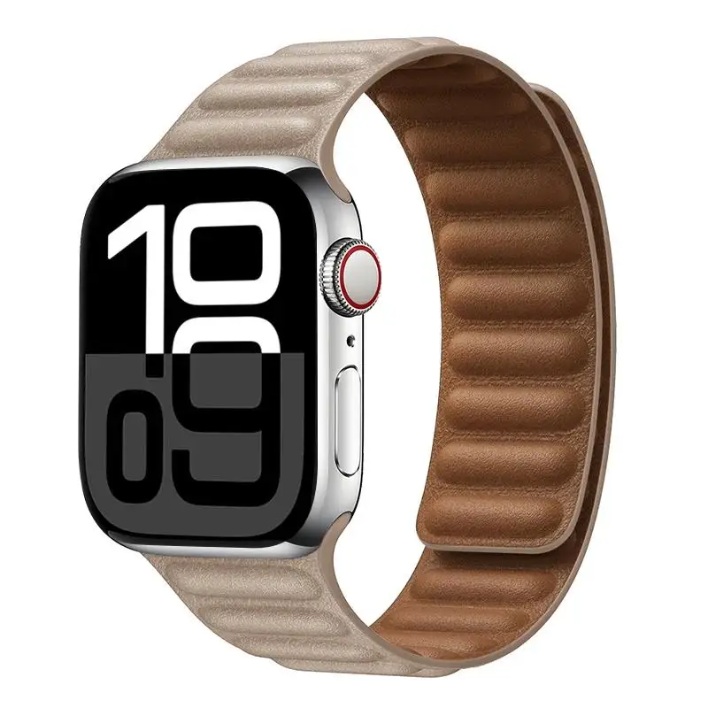 Lederarmband für Apple Watch 49mm 46mm 42mm 41mm Original Magnetisches Schlaufenarmband iWatch 12 11 10 9 8 7 SE Ultra 2 3 4