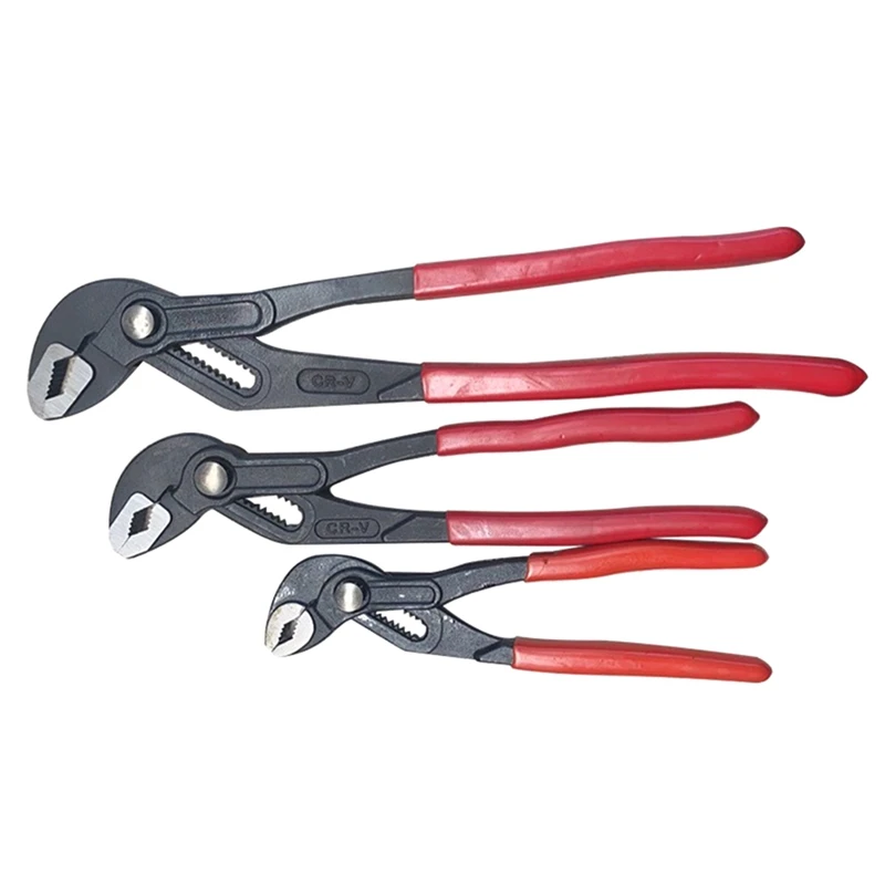 3-Piece Groove Joint Pliers Set Part 7-Inch, 10-Inch, 12-Inch Adjustable Water Pump Pliers, V-Jaw Tongue And Groove Pliers