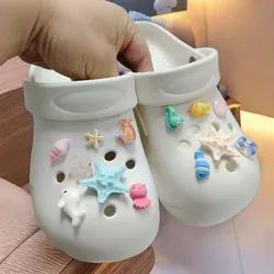 Whole Set Hot Sale Shoe Charms for DIY Cute Sea Star Dolphin Shell Decoration Buckle for Accessories Kids Party Girls Gift