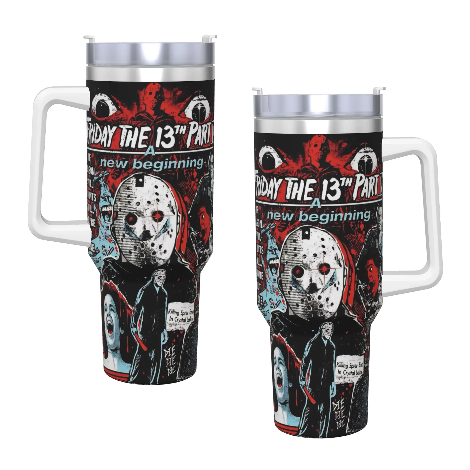 

Friday Jason Voorhees 13th Stainless Steel Tumbler Driving Mugs Cup Large Thermal Mug Keep Heat Hot Drinks Milk Tea Water Bottle