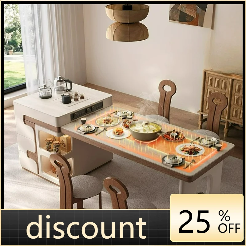 LTT medieval wind island dining table integrated household electric telescopic rock slab small apartment island