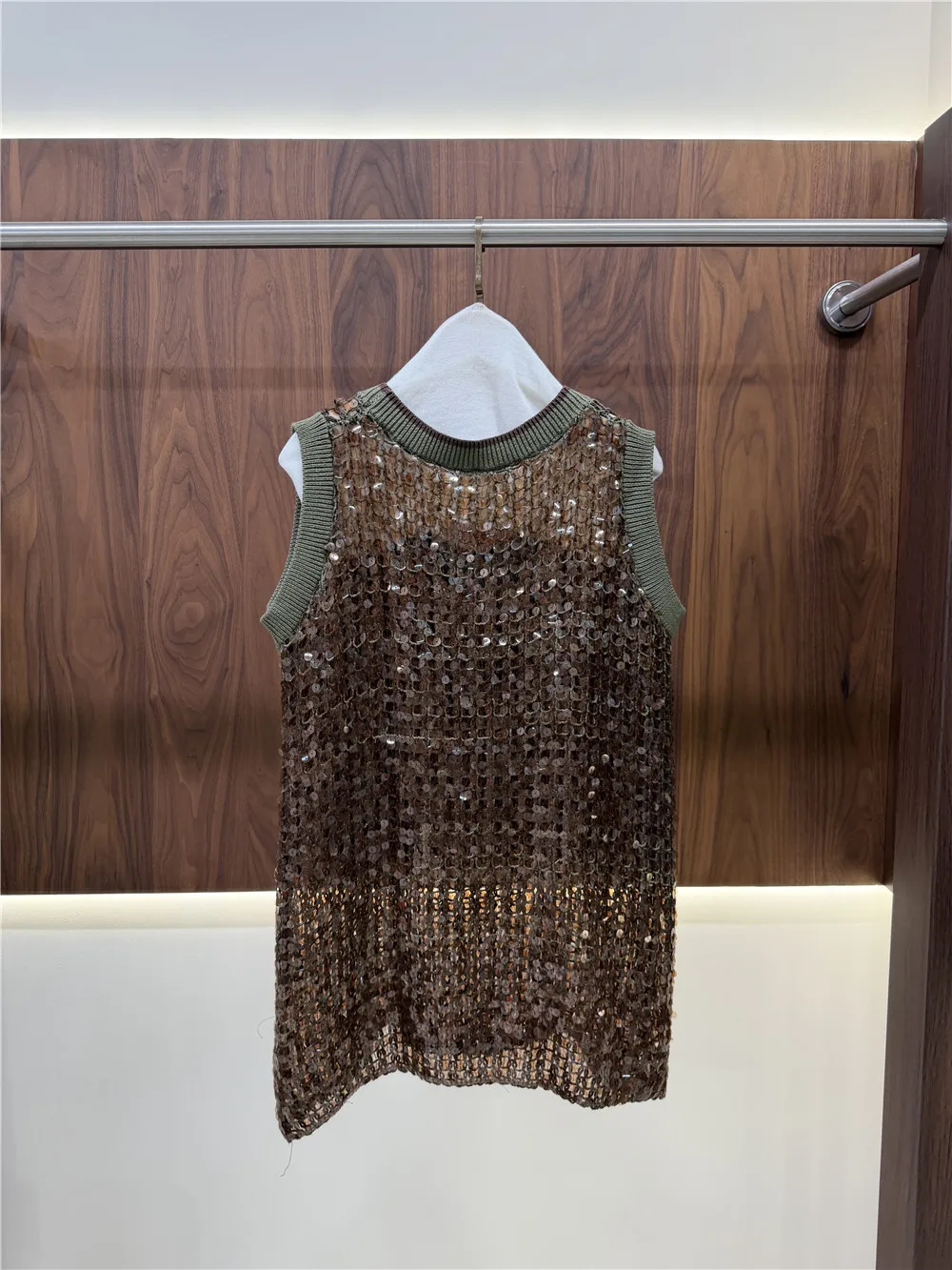 Heavy-Embellishment Sequin Openwork Tank Top and Midi Skirt Women 2-Piece Set view 3