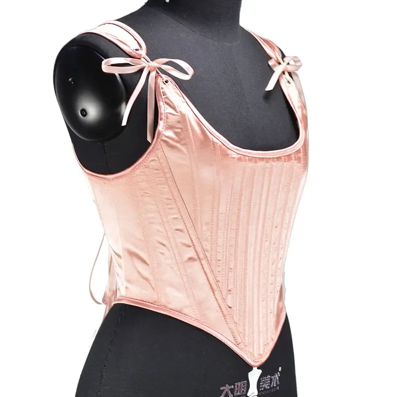 Vintage ตัดซาตินรัดตัวเอวผู้หญิงฤดูร้อนแขนกุด Bodyshaper Bustier Fishbone Band Tank Tops แฟชั่น Streetwear