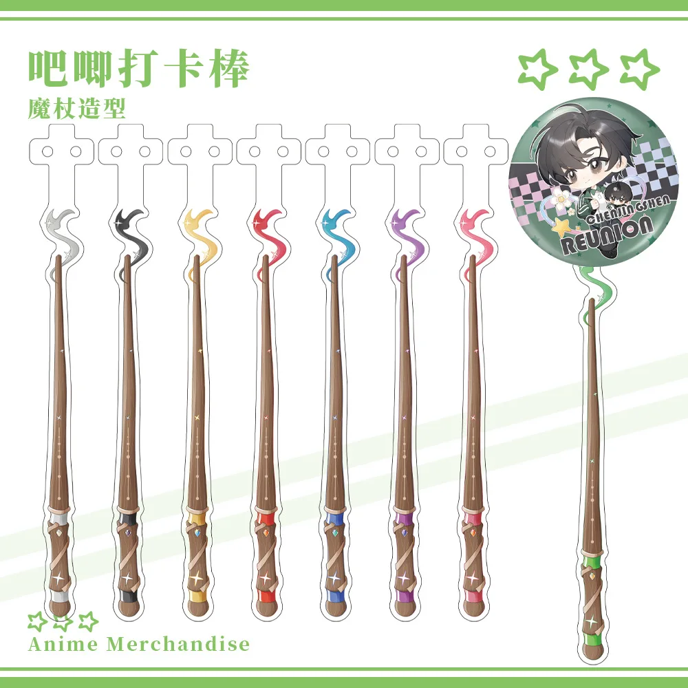 Expositor de acrílico para insignias y pines, con diseño de varita, blanco y rosa, accesorio fotográfico, decoración con motivos de anime, para insignias de personajes y juguetes