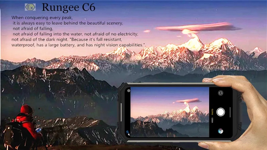 Rungee-C6 IP68 robusto smartphone à prova d\'água, telefone Octa Core, câmera de 20MP, 6,4 \