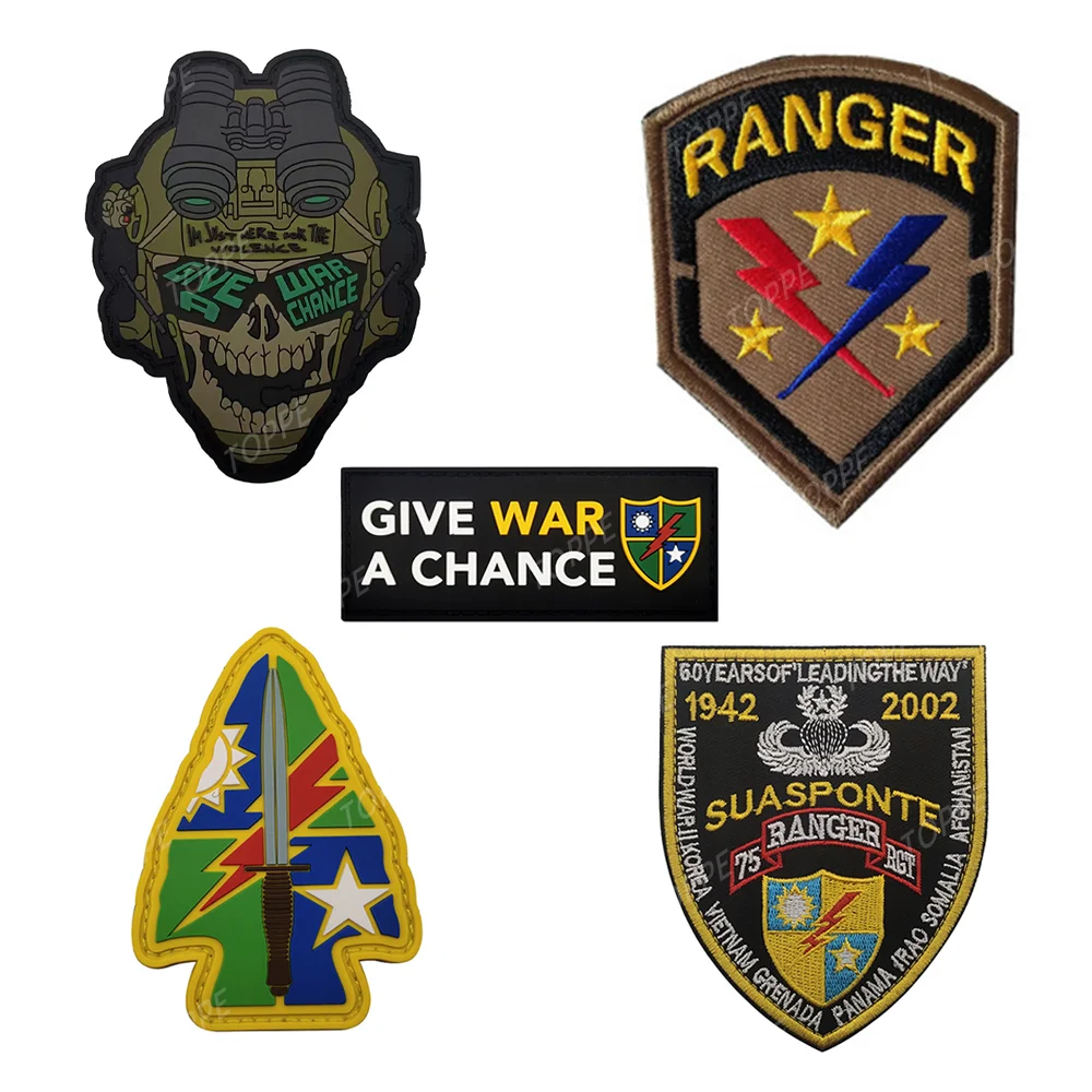 75th RANGER RGT Army Rangers Commemorative 60 Years Badge Patches PVC Rubber lightning  Skull Military Tactical Patches