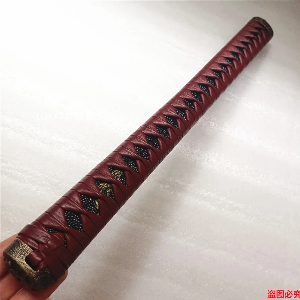 40CM Long Tsuka Handle Red Leather Ito Alloy Fuchi Kashira Menuki Parts For Japanes Sword Samurai Katana Fittings High Quality