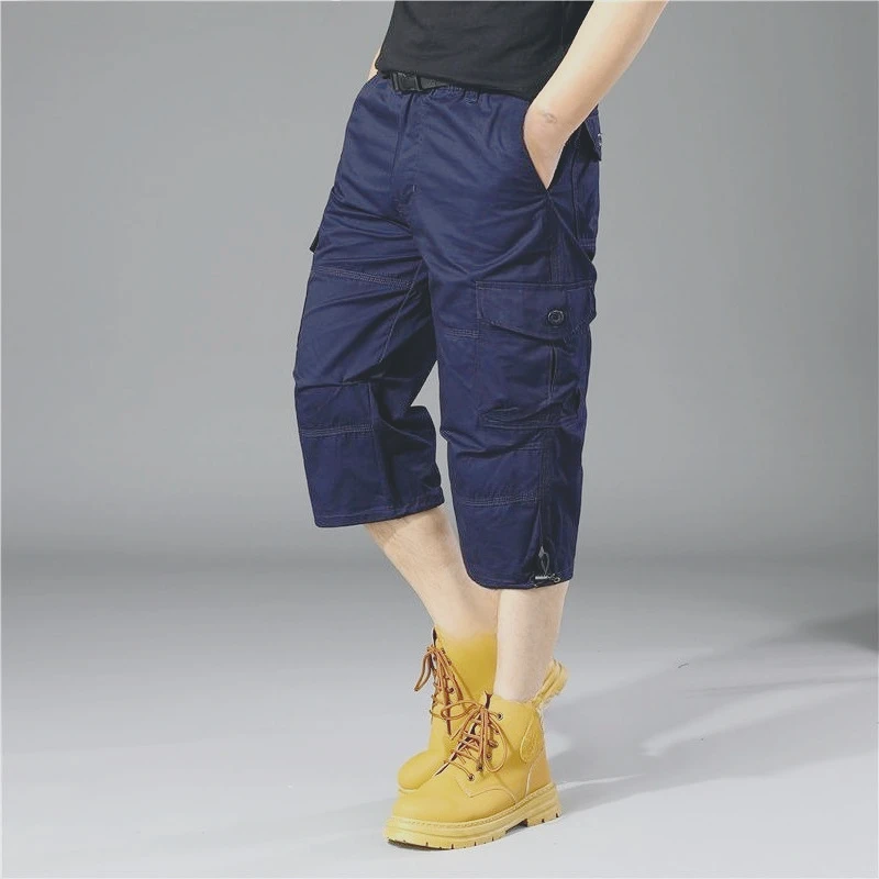 Invisible Crotch Pants Men's Shorts Outdoor Tooling Cropped Pants Men's Multi-pocket Mountaineering Camouflage Cotton Pants