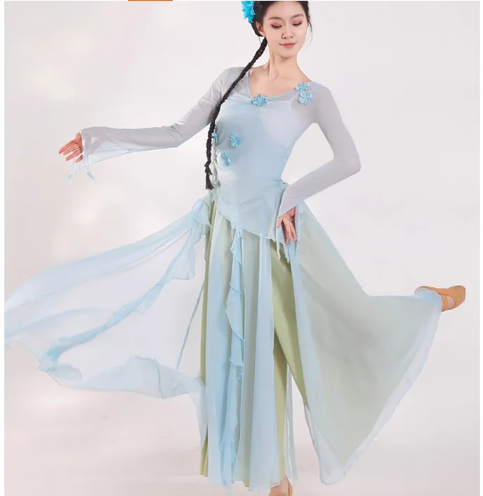 

Chinese Ethnic Dance Performance Costumes, Ladies' Summer Classical Dance Color Changing Dress