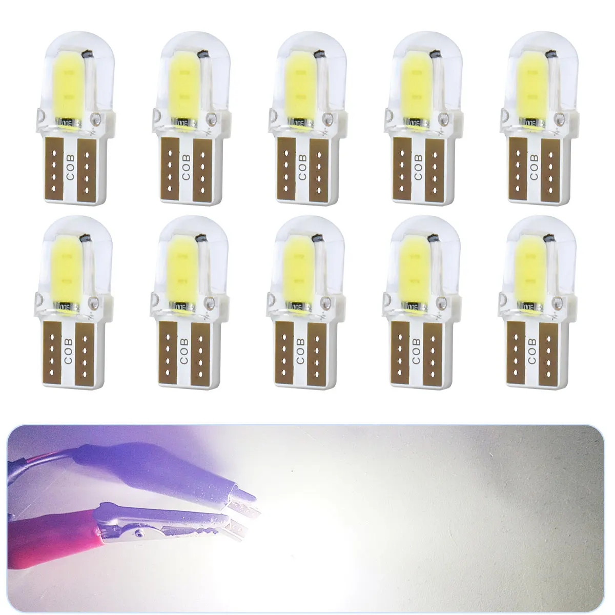 2/10/20 Stück ultrahelle 360-Grad-Beleuchtung T10 W5W 168 COB-LED-Signale für Auto-Seitensignal-Blinker, Brems-Leselampen